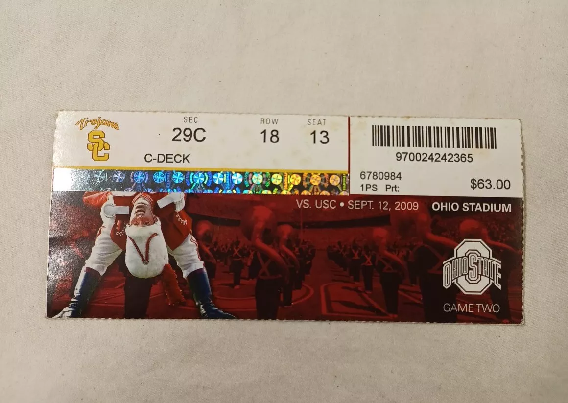 2009 USC @ OSU Ticket Stub